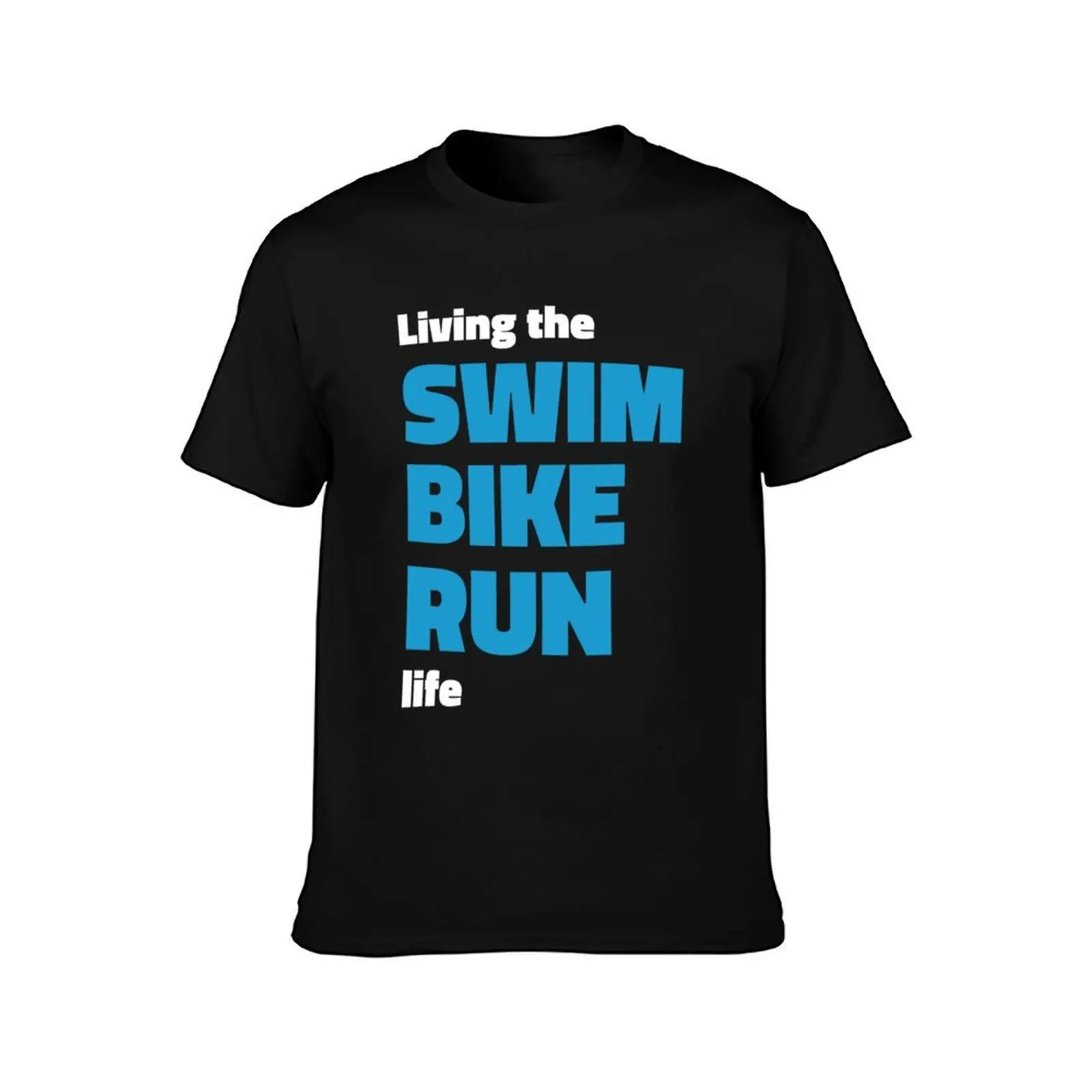 Фото Футболка Living the SWIM BIKE RUN для триатлона, мужские футболки для мужчин, мужские футболки, хлопковая футболка №2