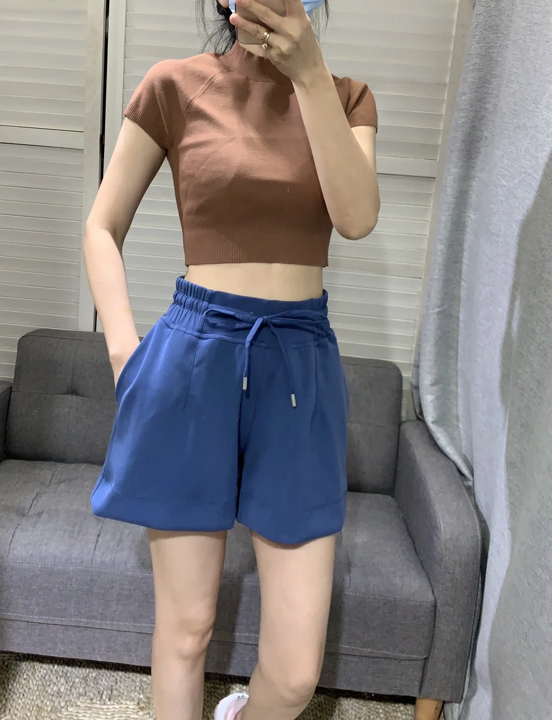 

Women Solid Color Waist Drawstring All-match Shorts Summer New 2022