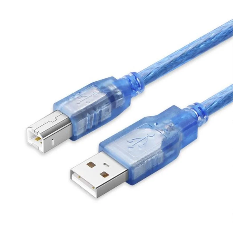 10pcs Transparent Blue/Black Color 10ft 3M Usb 2.0 Printer Cable Type A To B Male High Speed Scanner Data Cord High Quality