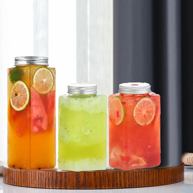 500ML Tea Milk Fruit Water Cup Beverage Bottle Disposable Yogurt Food Grade Plastic Bottle Milk Tea Shop Juice Bottle Party