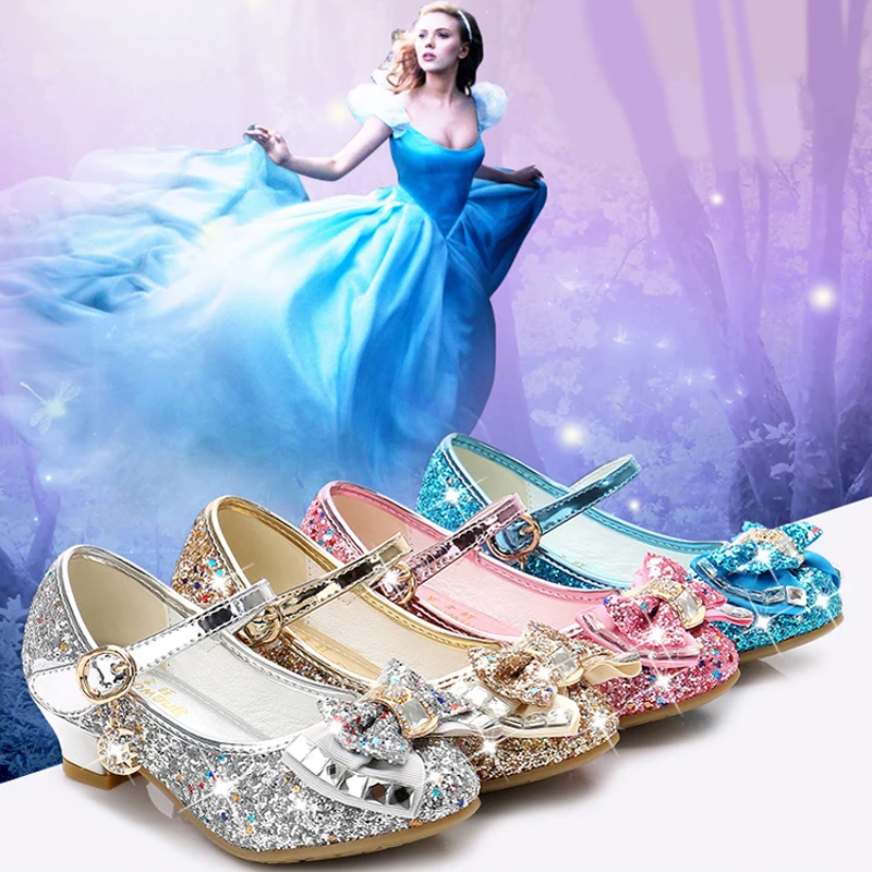 

2022 New Summer Sequins Girls Shoes Increased Waterproof Fashion Shiny Cosplay Party Dancing Sandal Children Birthday Present