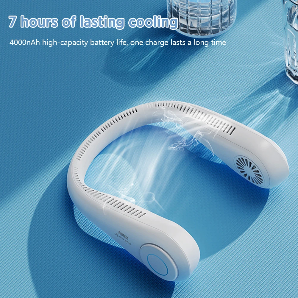 

New Hanging Neck Fan Summer Air Cooling Fans Neck Fan Cooler Bladeless 4000mAh USB Rechargeable Mute Sports Running Neckband Fan