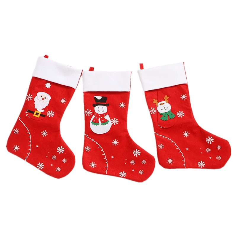 

3Pcs Santa Sock Gift Child Candy Bag Snowman Deer Pocket Hanging Christmas Tree Christmas Home Decoration