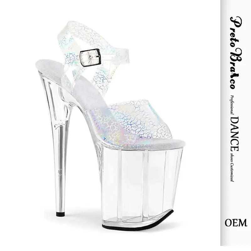 

Women's Shoes Transparent High Heel Crystal Sandals Steel Tube Dance Shoes Model Walk 20cm Heel 10cm Platform YKC