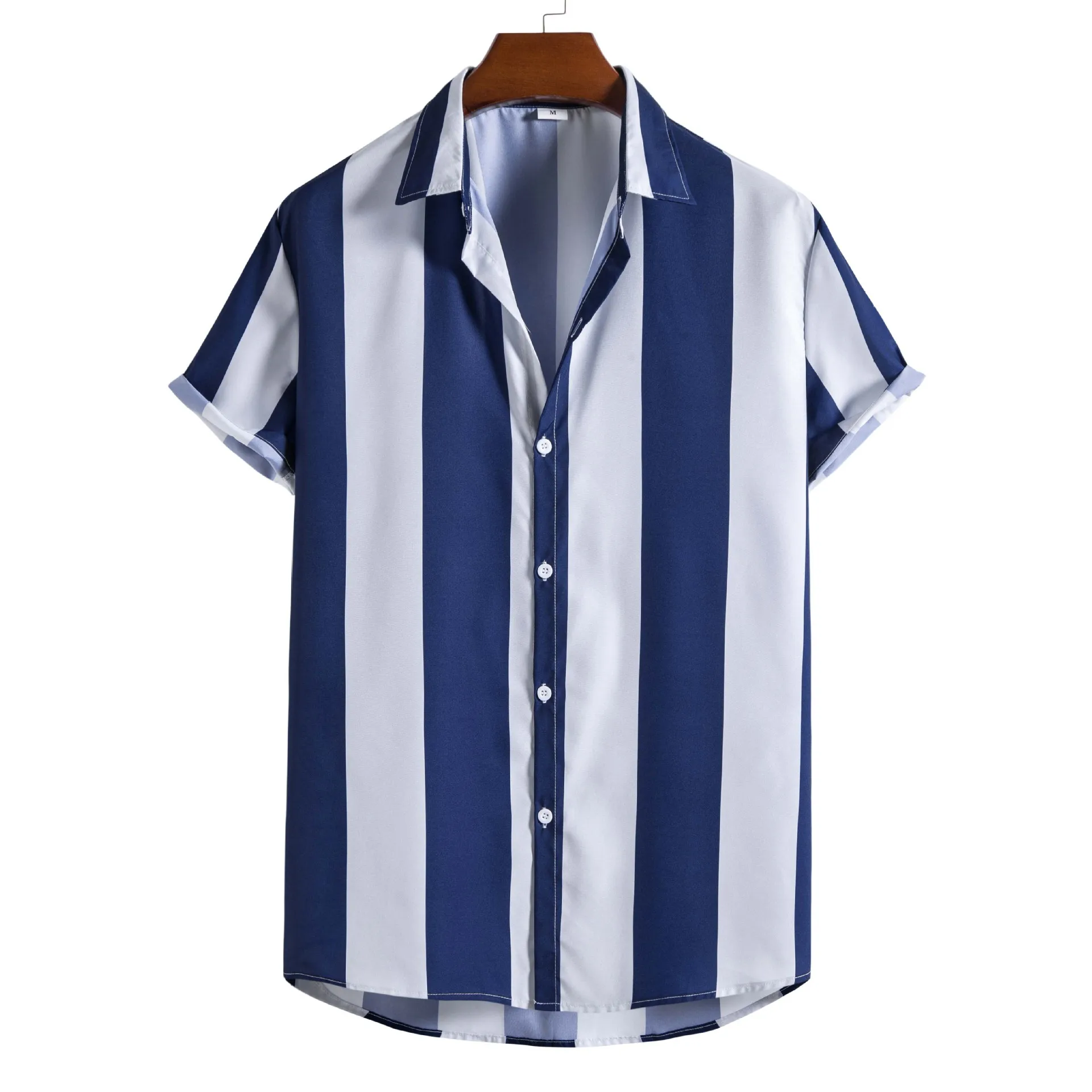 

2022 Summer New Fashion Men's Short-sleeved Shirt Men Clothing Casual Striped Printing Men's Shirt Camisas Para Hombre