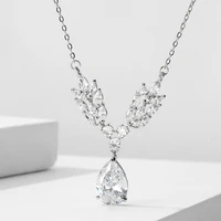 new fashion exquisite luxury teardrop zircon pendant necklaces for women simple personality leaf necklace party jewelry gifts