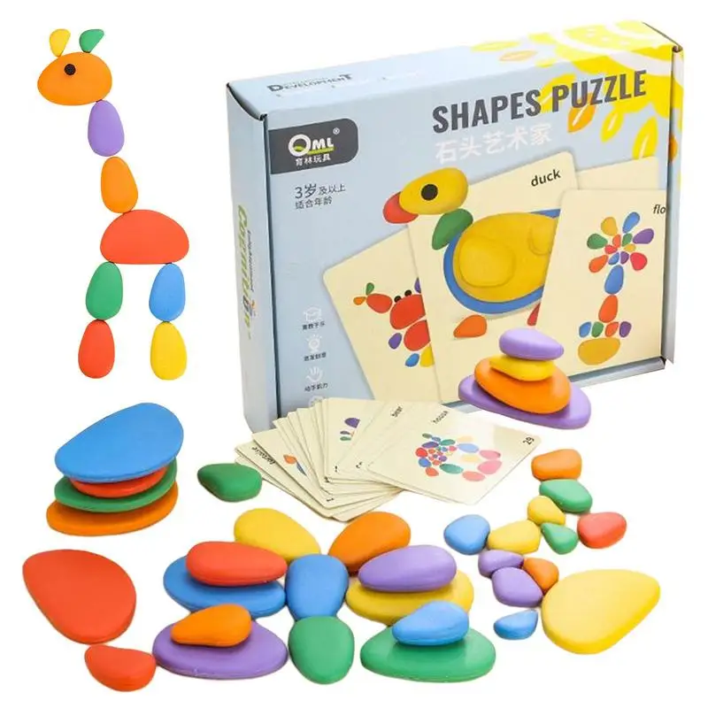 

Stacking Pebbles For Kids Children Stacked Stone Puzzle Toy In-Home Learning Toy Balance Stones Game Montessori Early