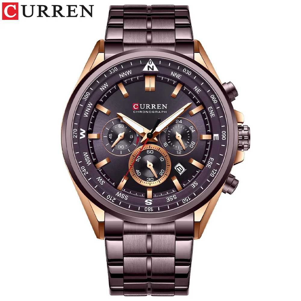 Фото Мужские часы Curren/Carrion 8399, мужские часы с календарем, кварцевые часы с шестью стрелками, деловые спортивные мужские часы №1