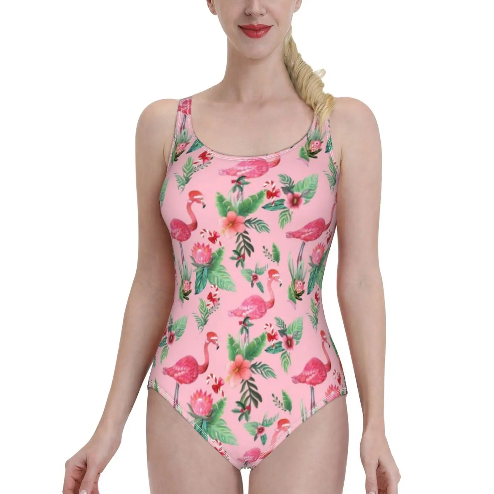 Розовая шапка Фламинго в Санте с конфетными тростницами слитный купальник