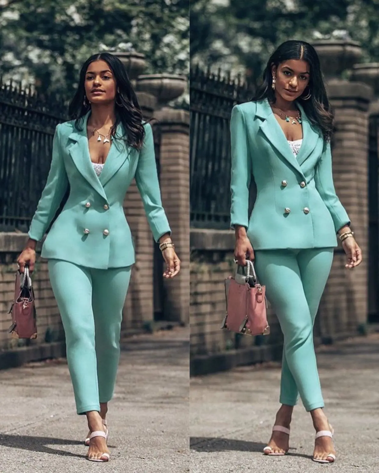 Spring and Autumn Women's Temperament Professional Slim Long Sleeve Suit Commuter Street Style Suit Jacket + Pants