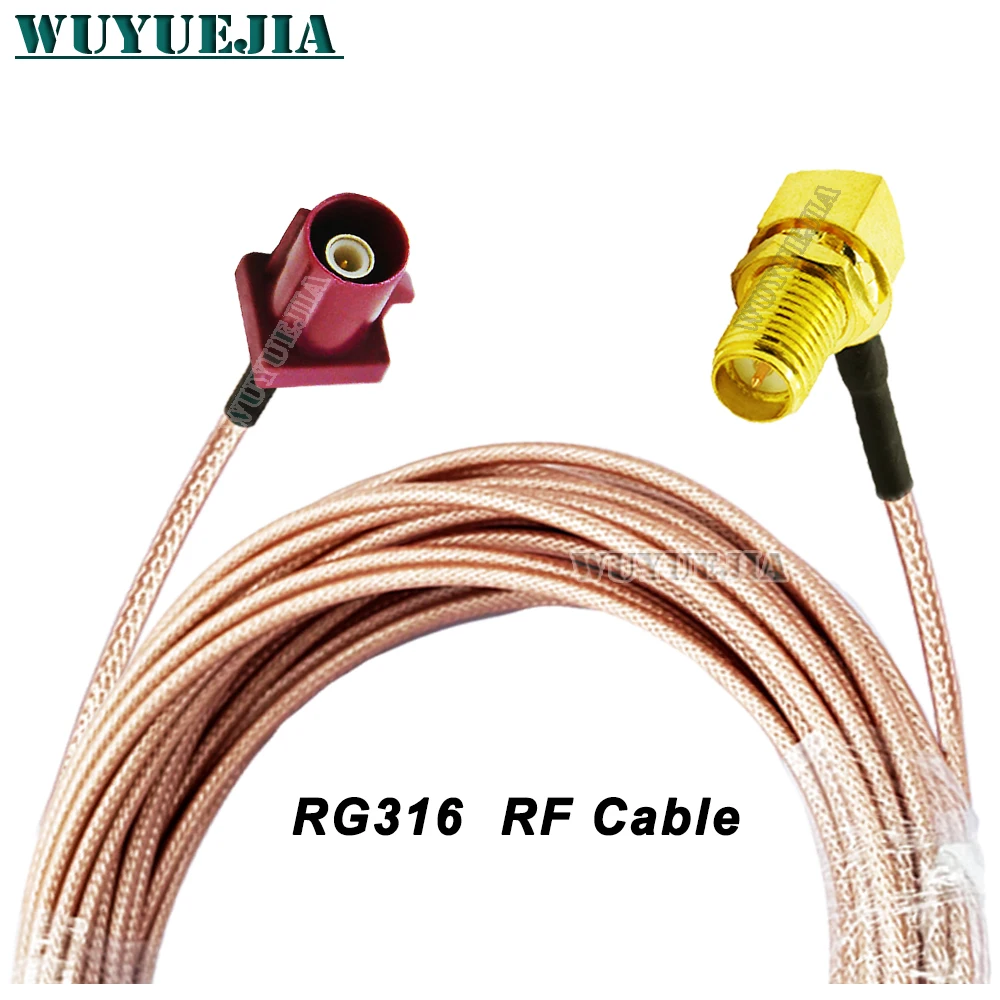 Фото Разъем SMA Female 90° °    Кабель-удлинитель RPSMA Jack Straight - Fakra D Male Plug, 50 Ом, RG316, для GSM-антенн, коаксиальный, радиочастотный, пигтейл №3