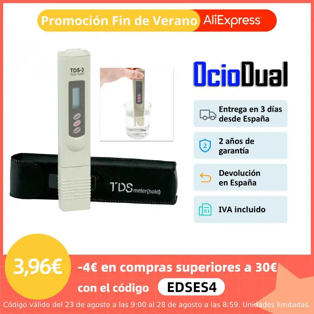 Цифровой Ручной Измеритель Качества Воды TDS 3 измерений для гидропонных