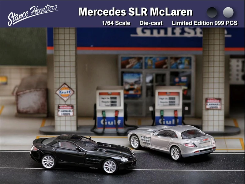 

Stance Hunters 1:64 Mercedes SLR McLaren Black / Silver Die-Cast Car Model Collection Miniature