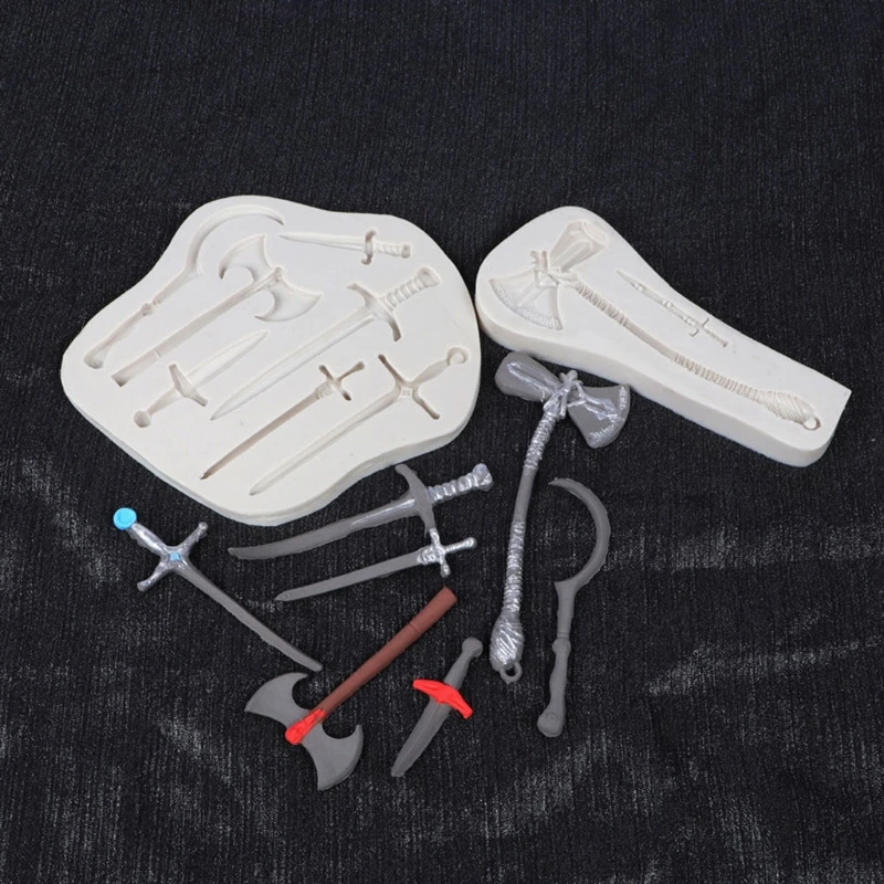 2Pcs Weapons Sword Axe Knife Pendant Resin Casting Dagger Silicone Mold DIY Chocolate Desserts Fondant Art Crafts - купить по