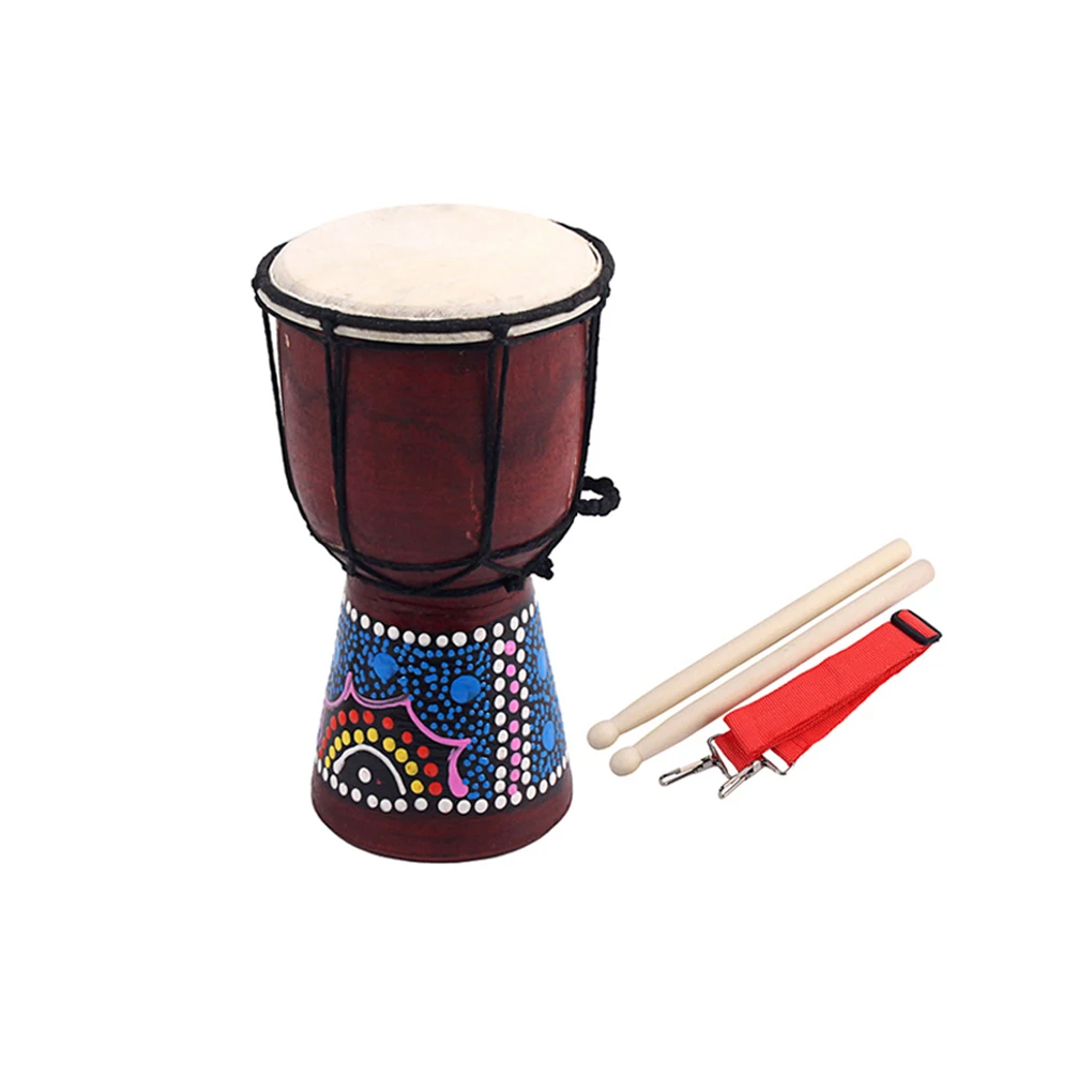 

4 Inch Professional African Djembe Drum Traditional Decor Hand Drums Folk World Percussion Accessories Random Pattern