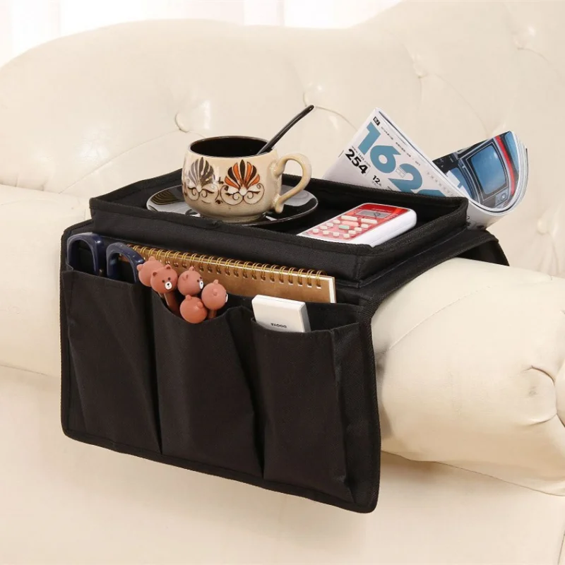 

Sofa Armrest Organizer With 4 Pockets And Cup Holder Tray Couch Armchair Hanging Storage Bag For TV Remote Control Cellphone