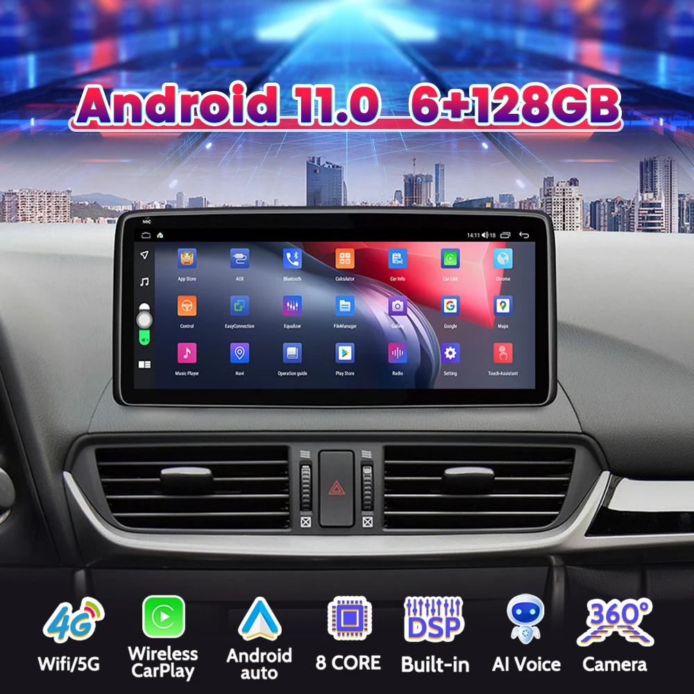 

12.3 Inch For Mazda 3 AXELA CX4 2014-2019 2016-2021 Fascia DVD 8 Core Android 11 Car Multimedia GPS Radio Player Dsp Carplay