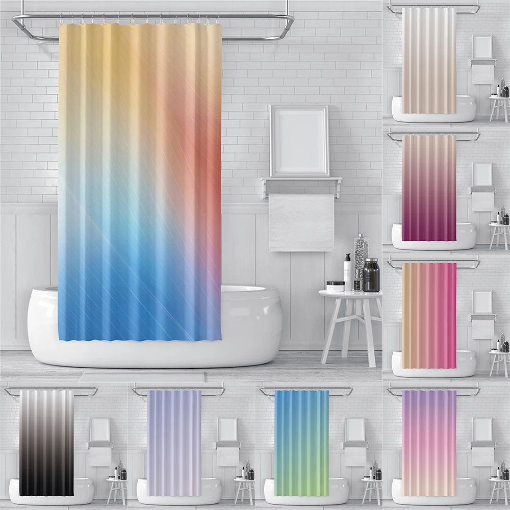 

Nordic Style Gradual Colorful Shower Curtain Waterproof and Mould Proof Bathroom Curtain Toilet Wet and Dry Separation