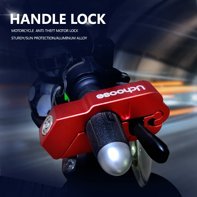 

Aluminum Alloy Motorcycle Handlebar Brake Handle Solid Lock Bicycle Security Anti-theft Steal Lock Pull Rod Waterproof Lock