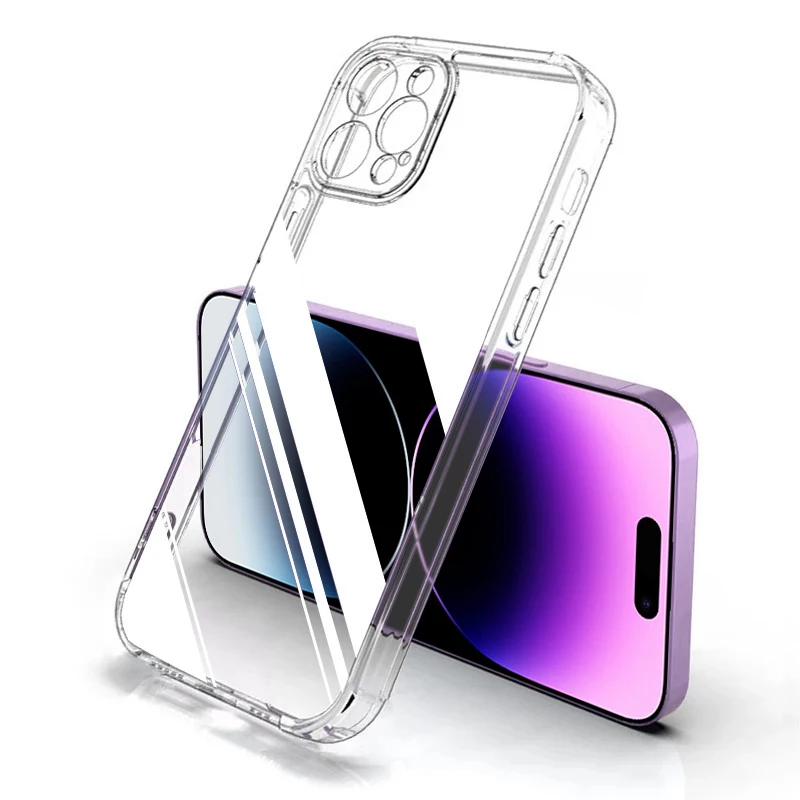 

Soft Silicone Clear Phone Case For iPhone 14 13 12 Pro Max Mini Full Cover Case For iphone 14pro Lens Protection Case Back Cover