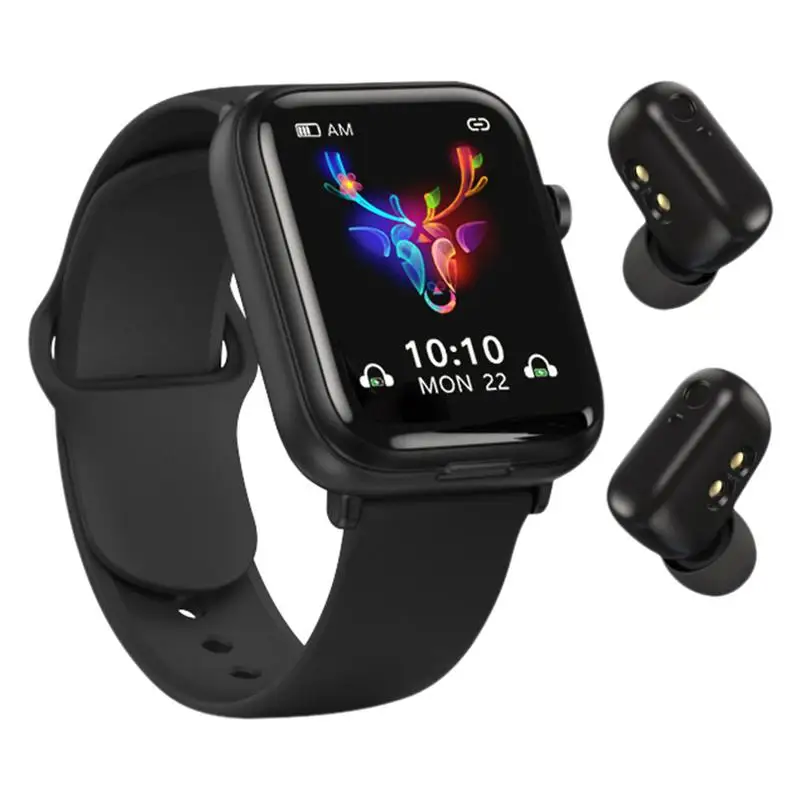 

2 In 1 Smart Watch With Earbuds 2 In 1 Wireless Blue Booth Earphones Fitness Tracker Watch Activity Bracelet With Sleep Music