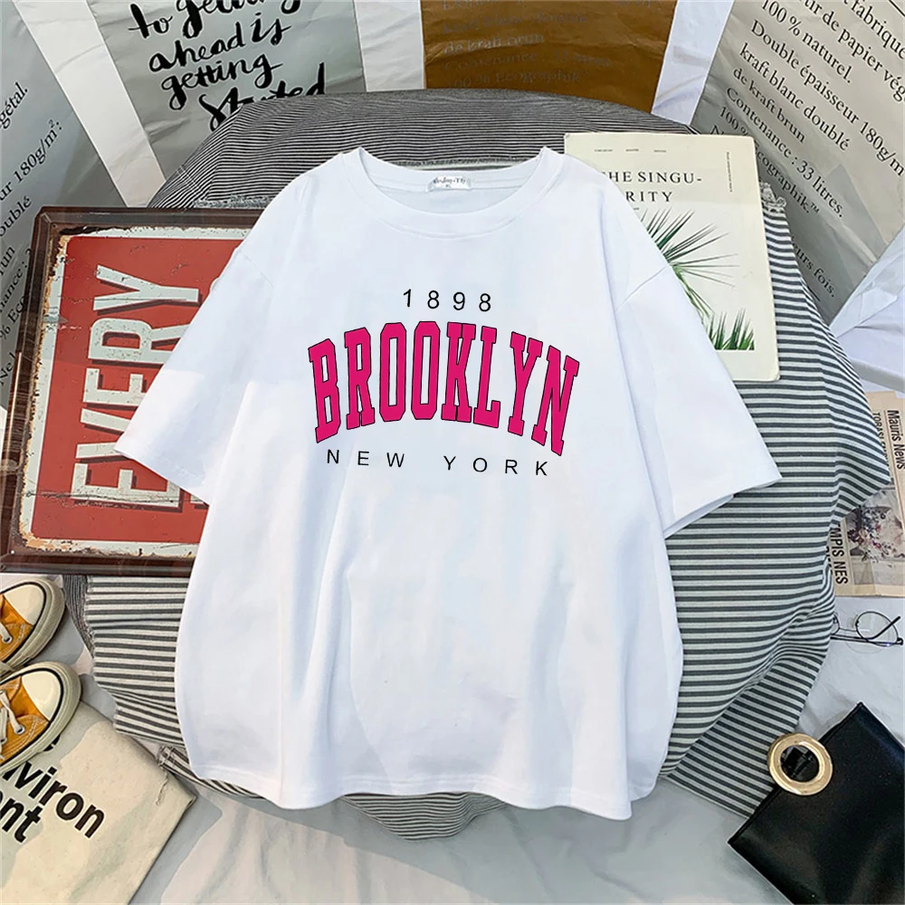 

Short Sleeves Tees Summer Clothes Women Simple Print T-Shirt Black White New York Letter T Shirt Female Clothing Ladies Fashion