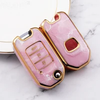 pink woman gift car key case cover shell for honda civic hrv crv xrv cr v crider odyssey pilot fit accord interior accessories
