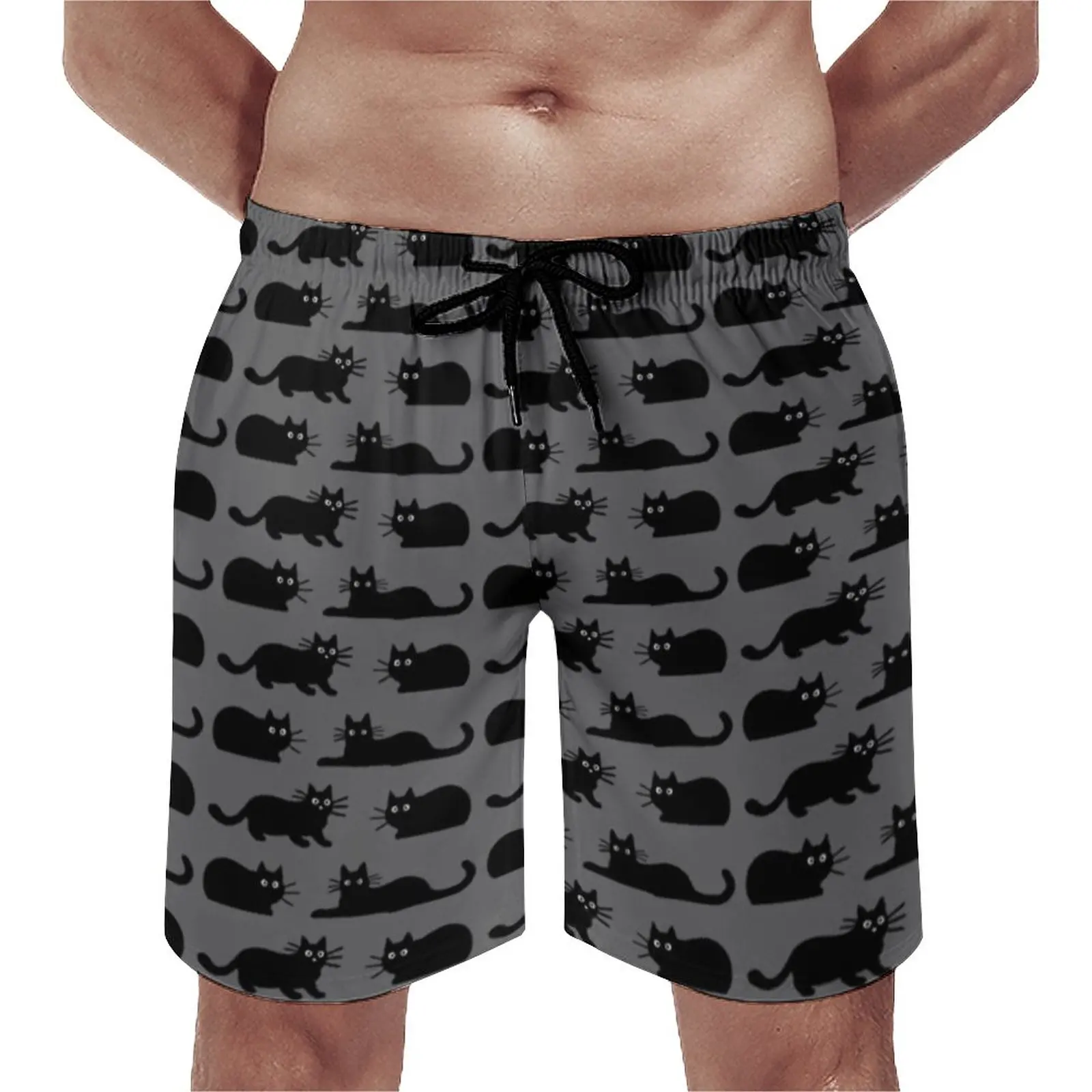 

Cool Black Cat Board Shorts Summer Halloween Cats Sportswear Board Short Pants Men Quick Drying Fashion Large Size Beach Trunks