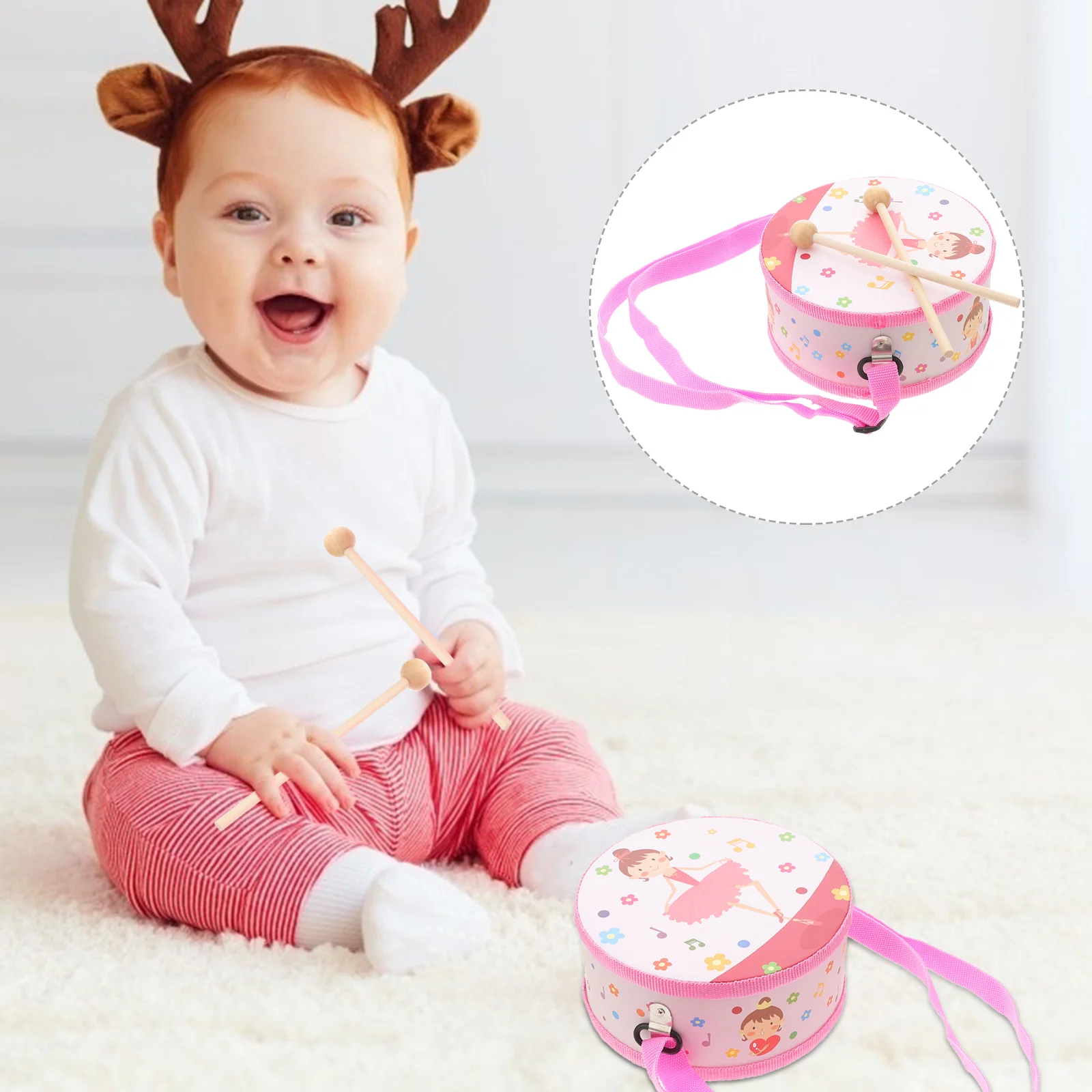 

Drum Toy Kids Set Musical Woodenbaby Instruments Toddler Toys Drums Instrumentages Toddlers Percussion Educational Sticks 3 Hand