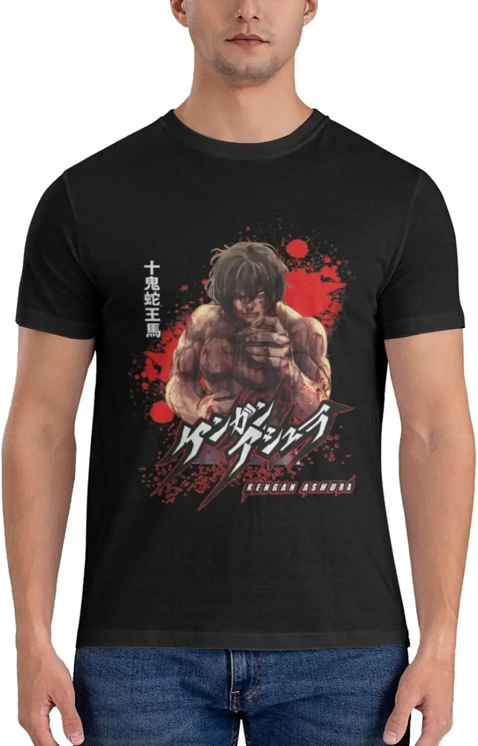 Мужская дышащая хлопковая рубашка аниме Ashura модная повседневная черная футболка