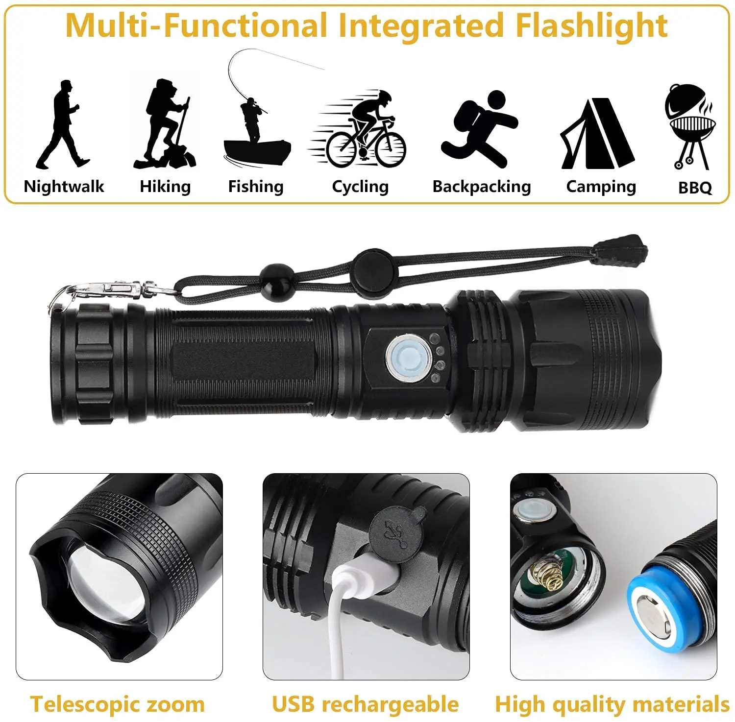 Перезаряжаемые светодиодные фонарики яркие супер-яркие 10000 люмен мощные