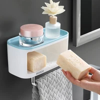 ECOCO Soap Dishes Box Wall Mounted Shower Soap Tray Holder for Bathroom Multifunction Storage Basket Soap Rack Shelf Tools