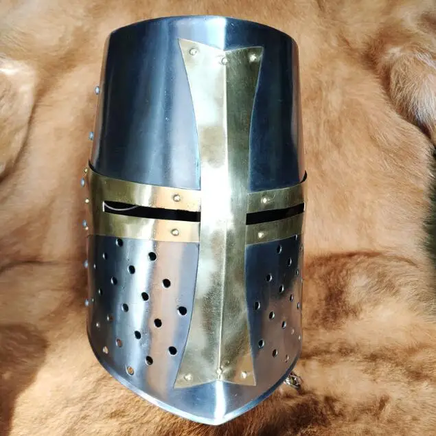 

European Medieval Helmet 1.2mm Thick Crusader Barrel Helm 1.75KG Iron Men Hat