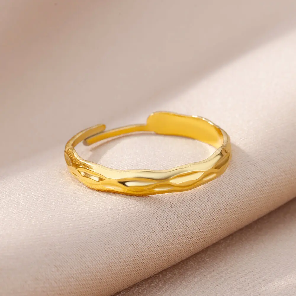 

Stainelss Steel Irregular Geometric Open Rings For Women Gold Color Engaement Wedding Ring 2023 Trendy Jewelry Party Gifts