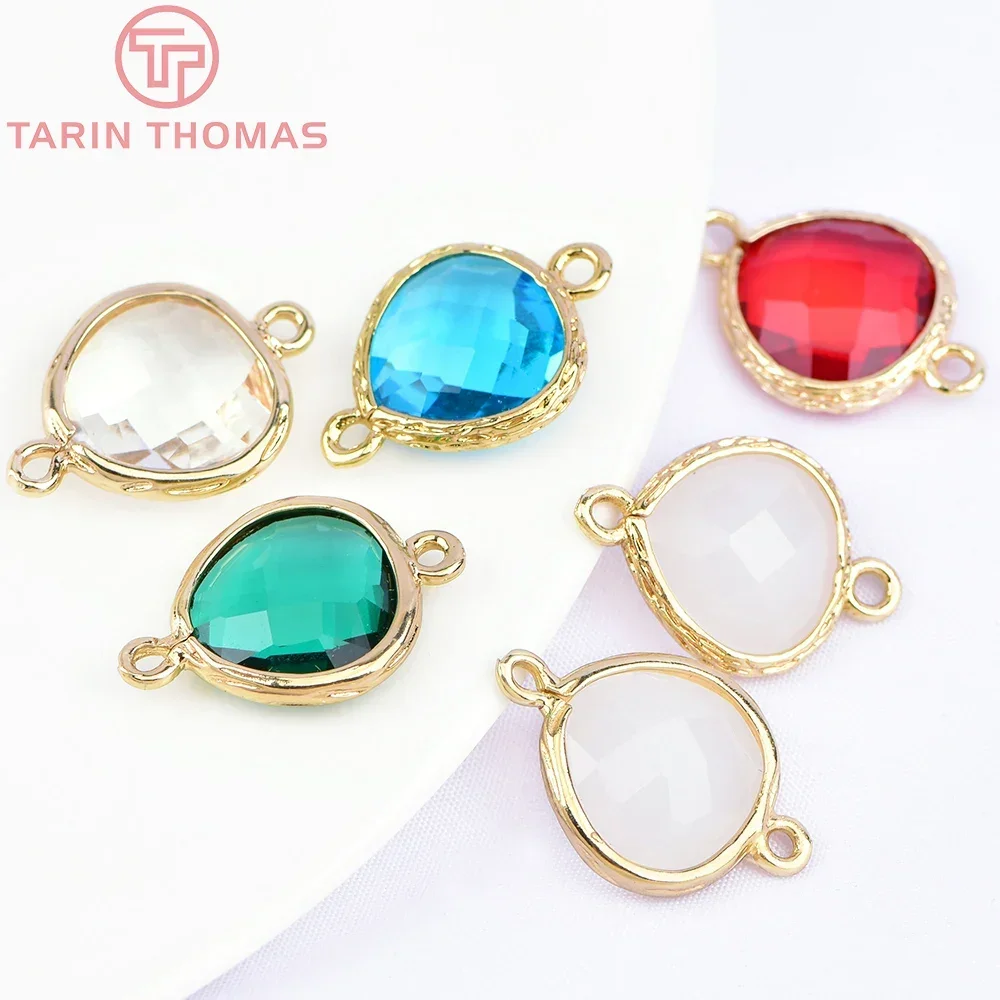 10 шт. латунные подвески с двумя отверстиями 14 мм 24 к цвета шампанского