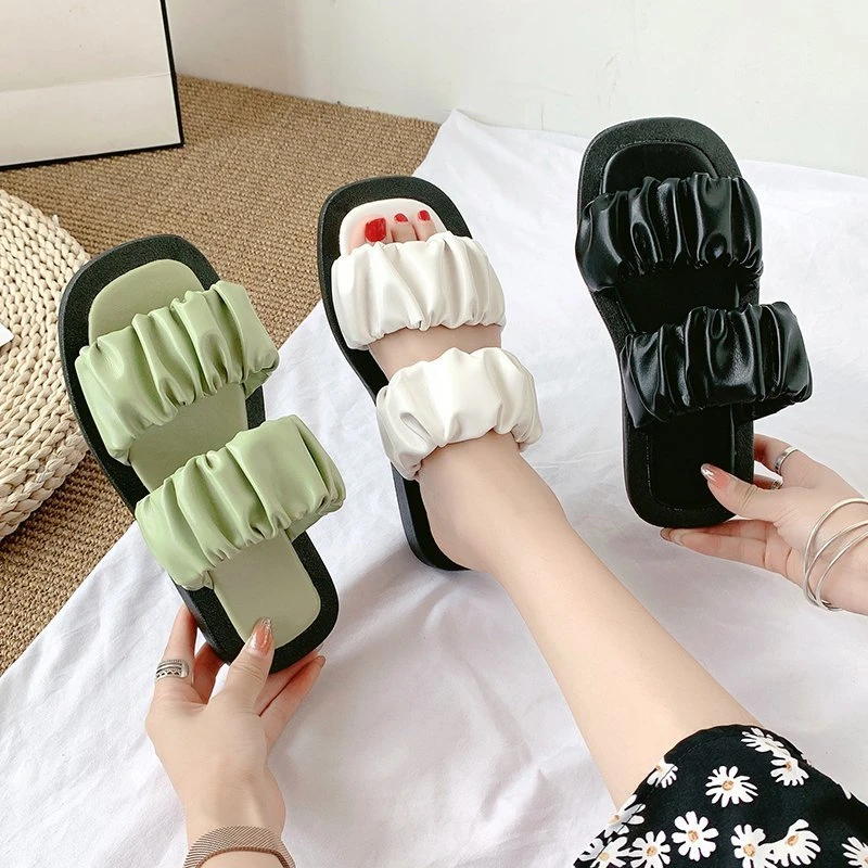 

Med Slippers Casual Shoes Slides Slipers Women Platform Luxury Summer 2022 Flat Rome Rubber PU Fashion Bonded Leather Slippers C