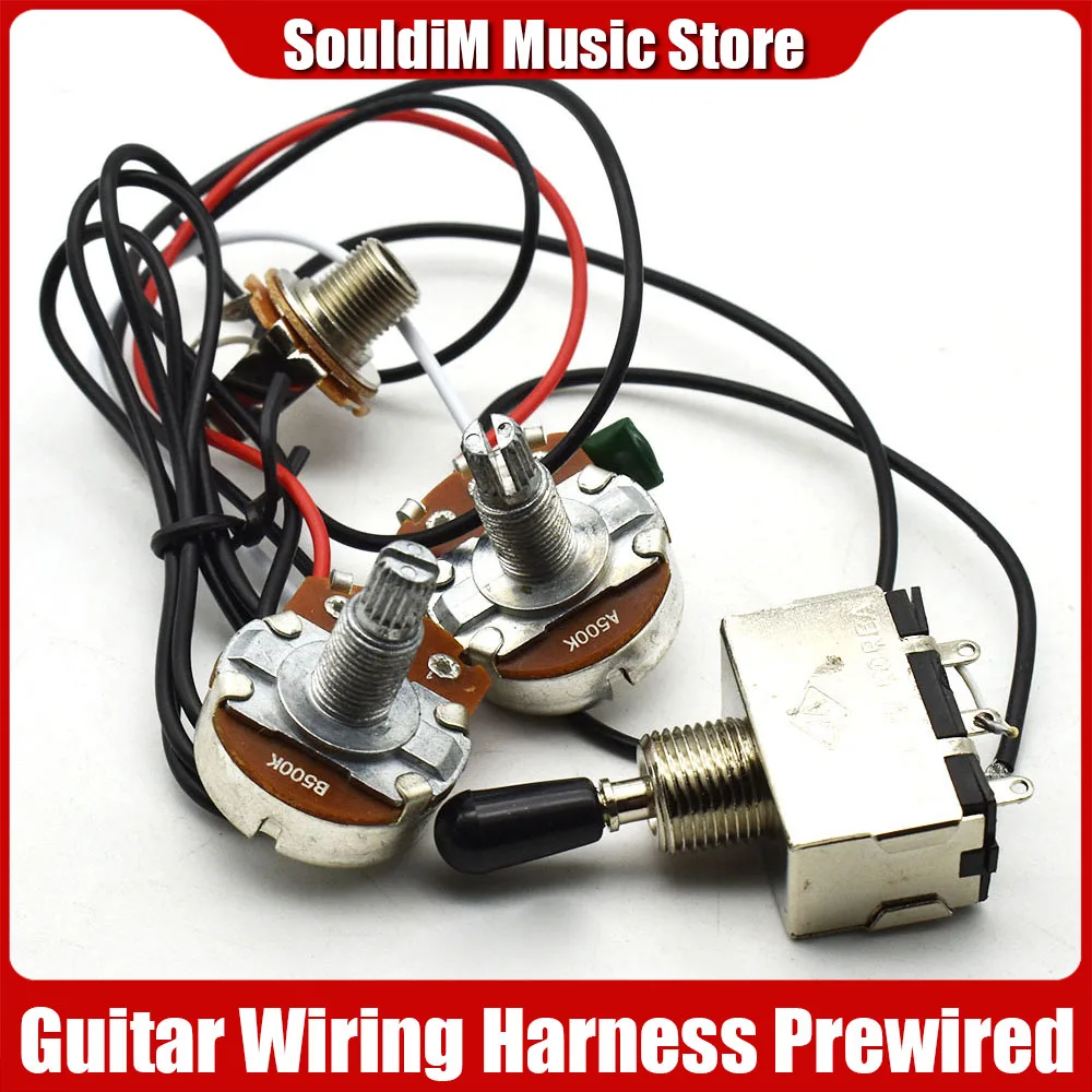 

1Pc Guitar Wiring Harness 3Way LP 2 Humbucker Toggle Switch 1V1T 500k Electric Guitar Accessories