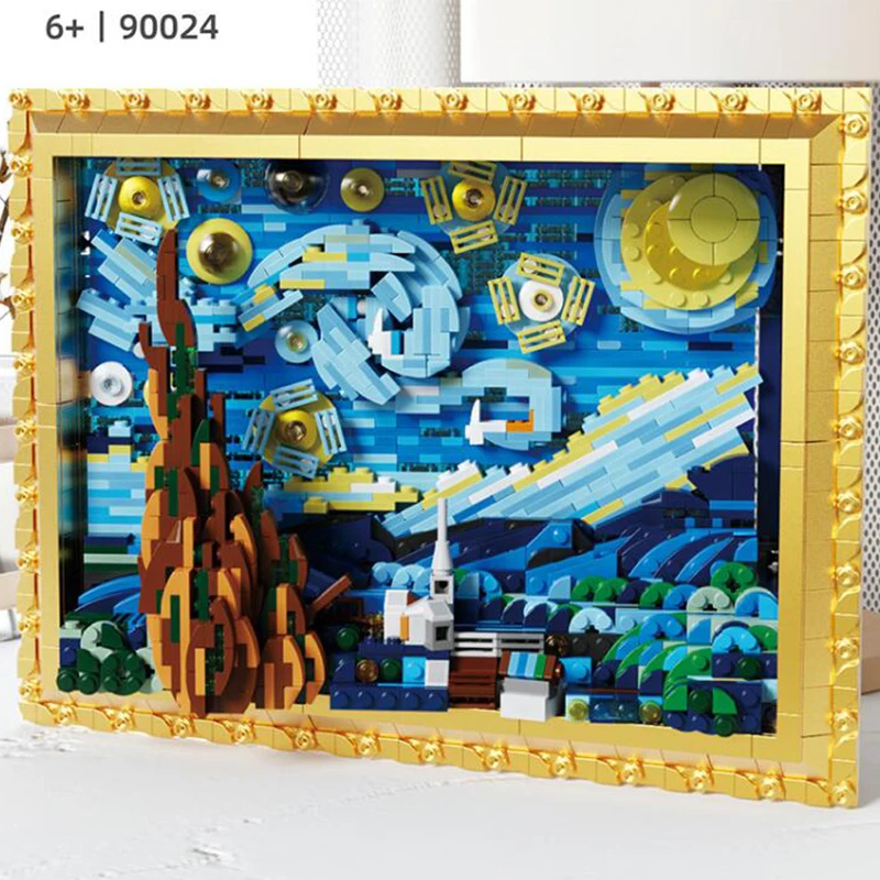 

Картина Винсента Ван Гога Звездная ночь знаменитый конструктор сборки мозаика Звездная ночь домашний декор набор моделей кирпичей