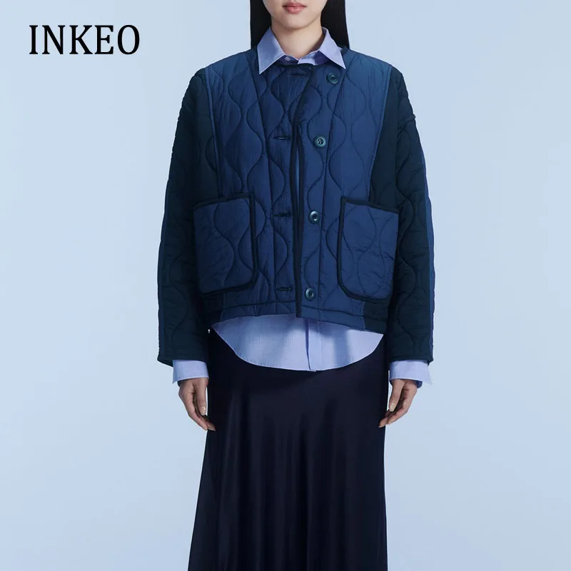 

Женская Стеганая куртка с круглым вырезом, с карманами