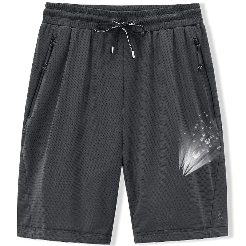 

Large Men's Shorts Mesh Elastic Summer Breeches Big Size Clothing Nylon Black Grey Spandex Sweat Shorts Plus Size Shorts