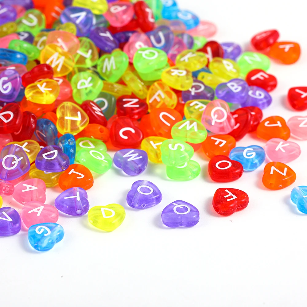 

50/100/200pcs Acrylic Heart Flower Letter Beads Random Alphabet Spacer Beads for Jewelry Making DIY Handmade Bracelet Necklace