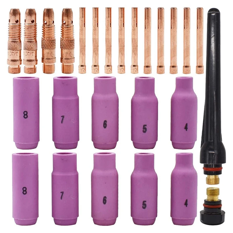 

26Pcs Gas Lense Welding Consumables Kit For WP-17 WP-18 WP-26 SR-17 SR-26 TIG Welding Torch Accessories Consumables.