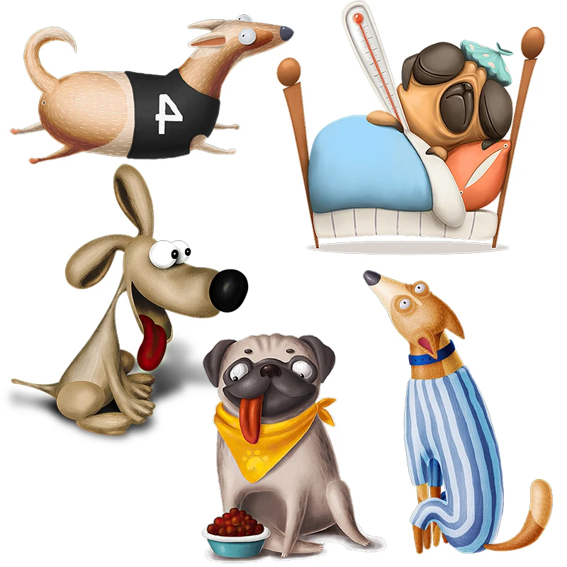 

QD136, забавная мультяшная собака, домашняя настенная наклейка, блокнот, скейтборд, украшение Наклейки для унитаза