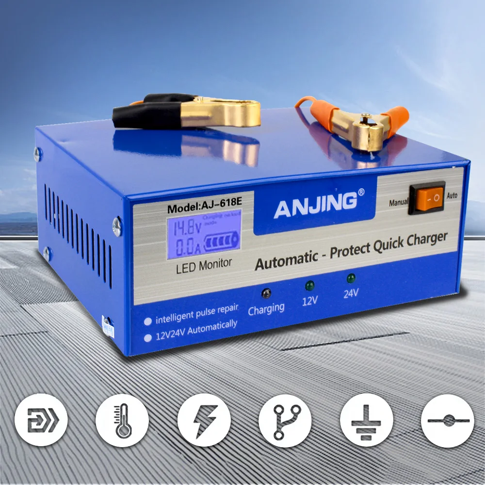 

EU/US Plug Lead Acid Battery With Adapter Intelligent Pulse Repair 200AH 12/24V Full Automatic Auto Car Battery Charger