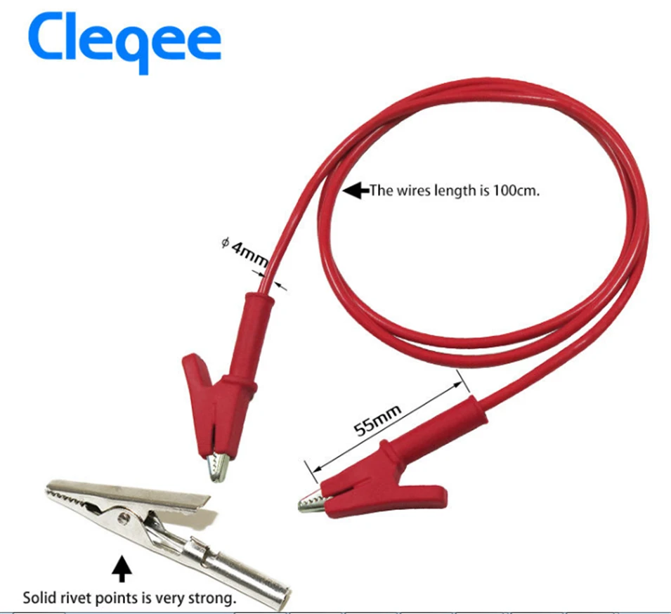 

5 шт. Cleqee P1024 двухсторонние зажимы кабель Аллигатор испытательный зонд свинцовый провод 100 см 5 цветов 15 А