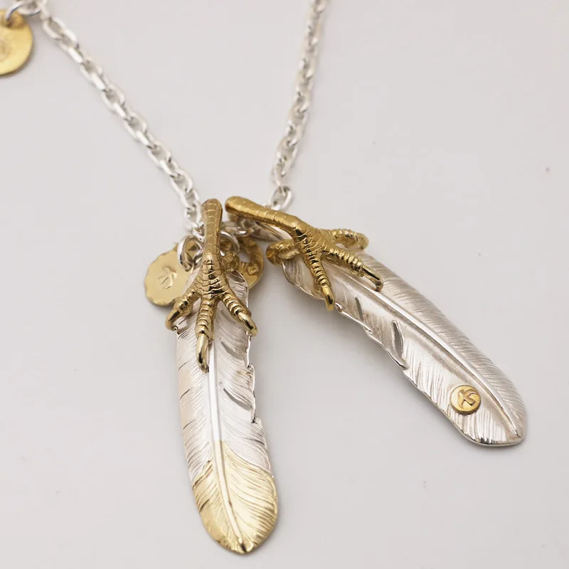 One Break Handmade Takahashi Wu Lang 925 Pure Copper Claw Feather Necklace Set in Stock |