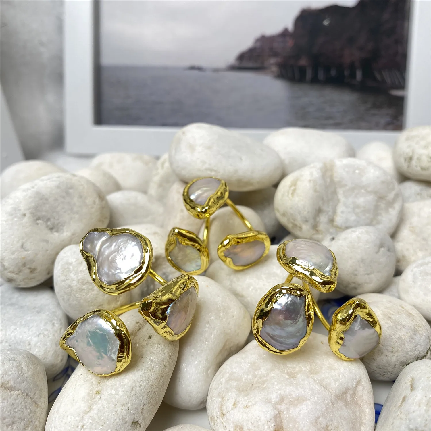 

Natural Pearl Electroplating Ring Ladies Personality Trend Jewelry