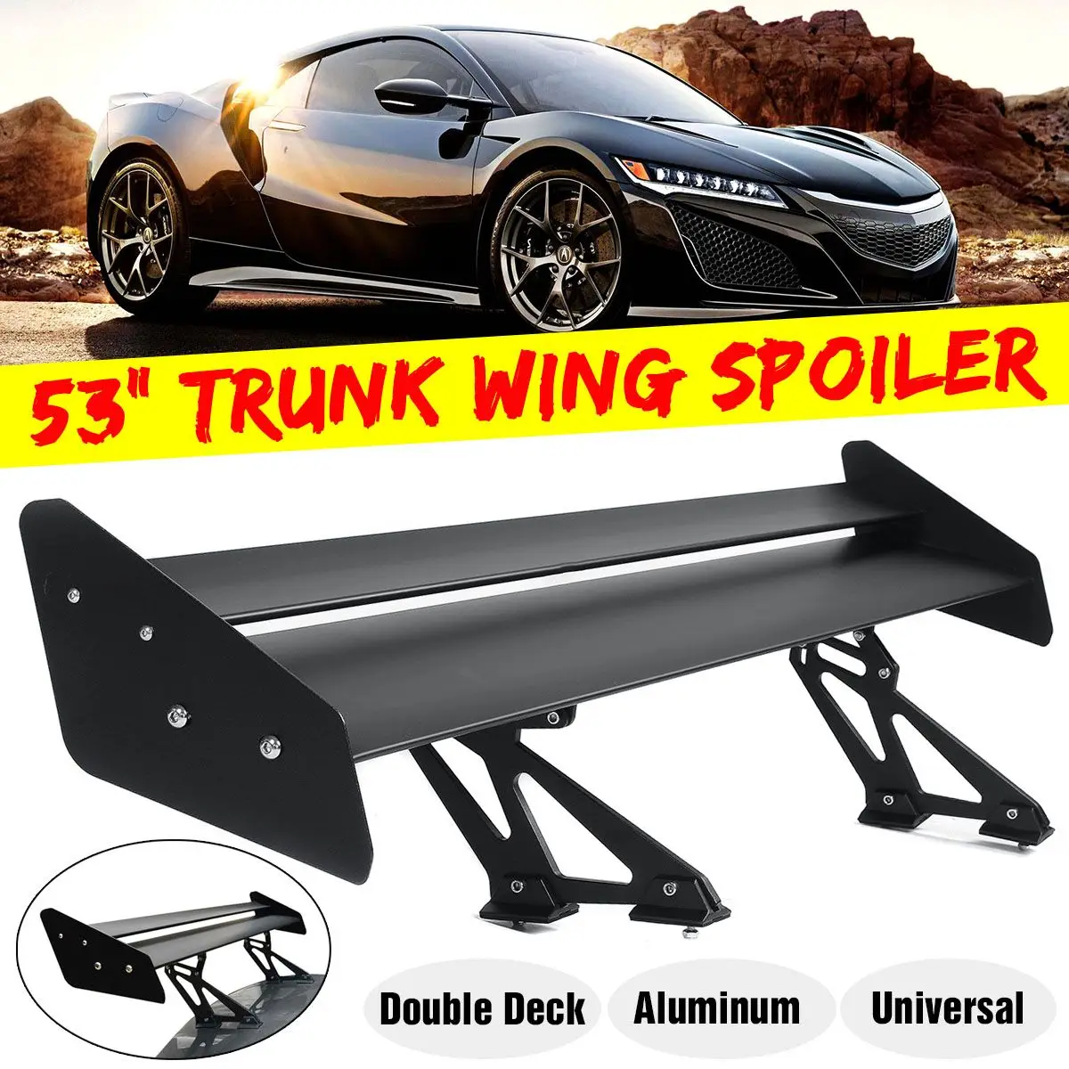 

53" 135cm Universal Car Spoiler Rear Tuning Car Sedan GT Wing Racing Spoiler Aluminum Alloy Trunk Spoiler For BMW/Honda/Golf