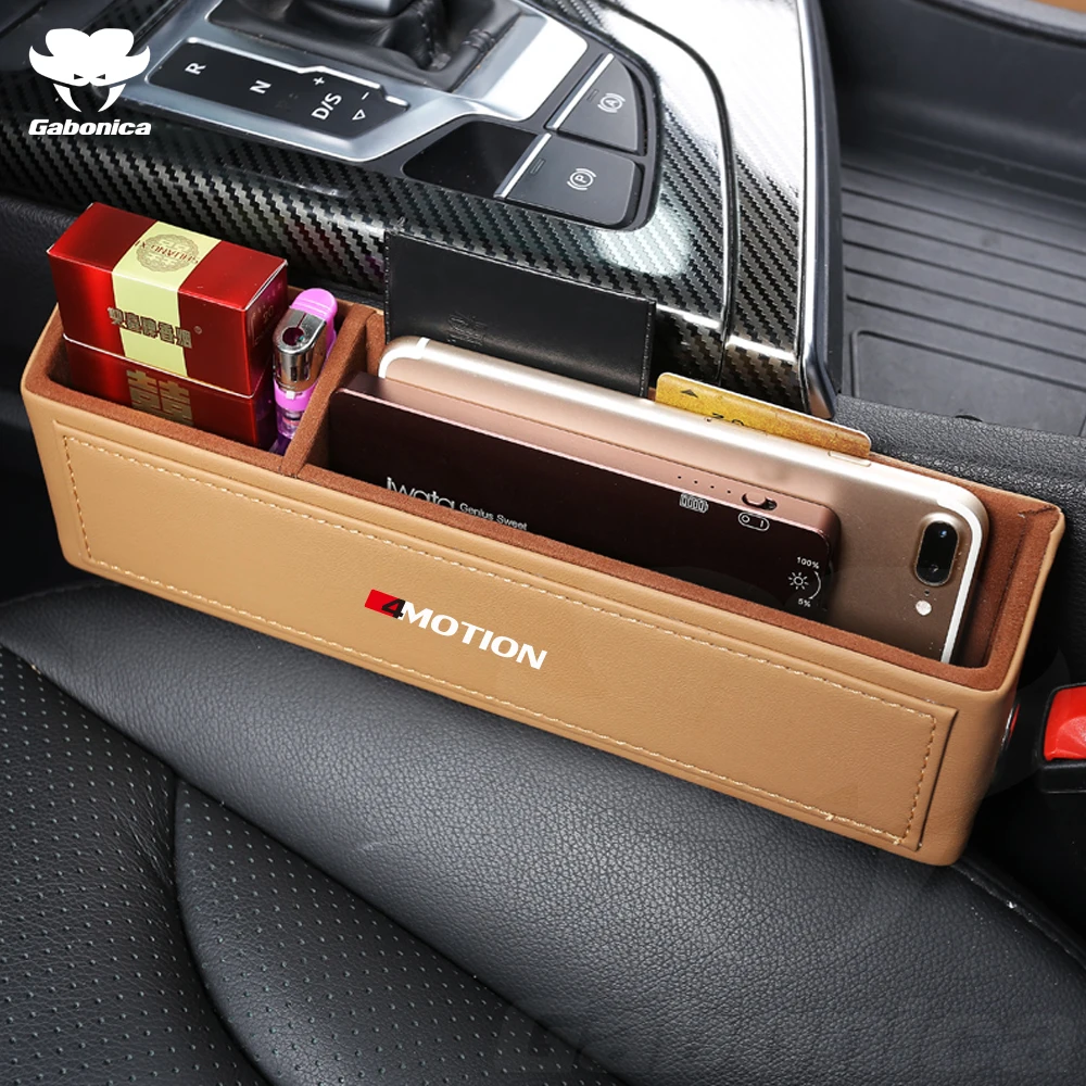 

4MOTION Car Seat Gap Organizer Leather Storage Box Accessories For Volkswagen Tiguan MK2 4x4 GOLF Polo Tiguan Jetta Car Styling