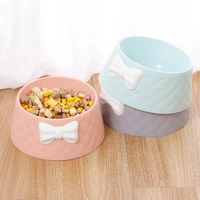 cat dog bowl macarone deepened leak proof cat tableware bow diamond pattern pet bowl